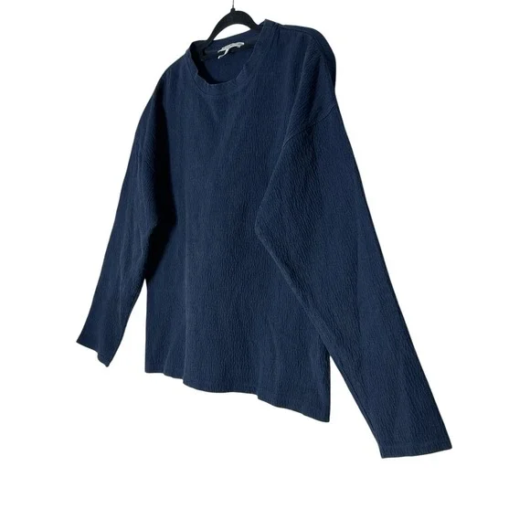 Sandro Paris Long Top Women's Large Long‎ Sleeve Navy Stretch Designer Career - Picture 7 of 8